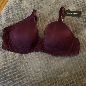 NWT torrid curve bra purple with lace embellishments